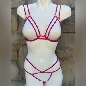 Victoria's Secret   RHINESTONES OPEN CUP BRA & CROTCHLESS STRING SET, Size L